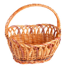 Empty wicker basket, isolated on white