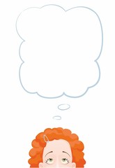 Cartoon woman with thought bubble