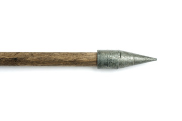 One Old wood arrow; Medieval hand made weapon