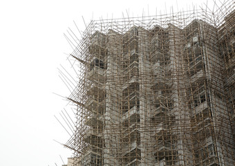 bamboo scaffolding in construction site
