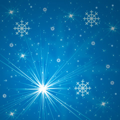 Fototapeta na wymiar Blue and white snowflakes pattern