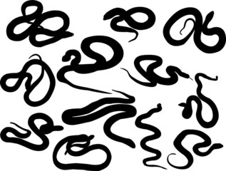 snake silhouette collection vector