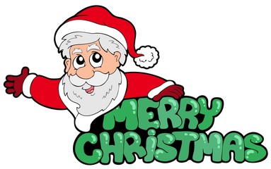 Merry Christmas sign with Santa