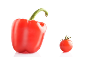 isolated bell pepper and tomato