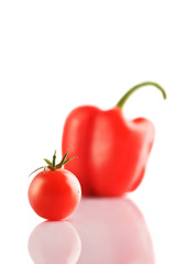 isolated bell pepper and tomato