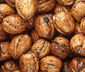 background of wet walnuts