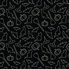 Black seamless halloween pattern