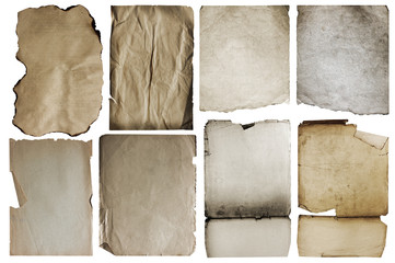 stack of old papers set isolated