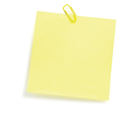 Yellow To-Do Sticker List With Paperclip, Isolated
