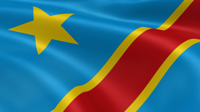 Congolese flag in the wind