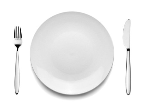 Setting with Plate, Knife & Fork (clipping path)