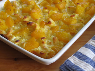 Quarkauflauf mit Pfirsiche