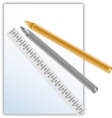 Kugelschreiber ,Lineal & Papier