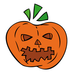 Creepy carved pumpkin face.