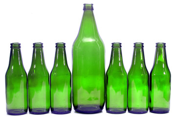 Botellas de vidrio de color verde