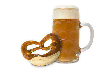 kühles Bier, Brezel, Symbole für Bayern