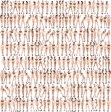 Beautiful underwear model posing on a white background