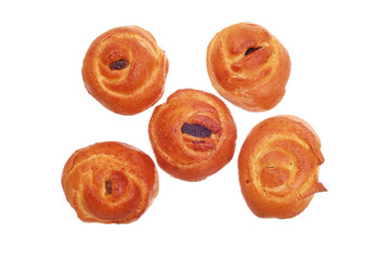 The fresh buns on white