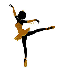 African American Ballerina Illustration Silhouette
