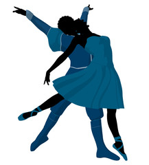 African American Ballet Couple Illustration Silhouette © Kathy Gold