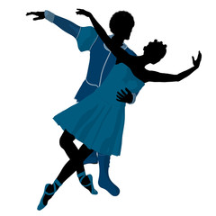 African American Ballet Couple Illustration Silhouette