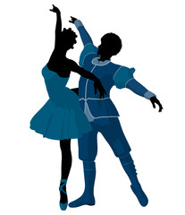 African American Ballet Couple Illustration Silhouette