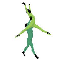 African American Ballet Couple Illustration Silhouette © Kathy Gold