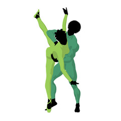 African American Ballet Couple Illustration Silhouette © Kathy Gold