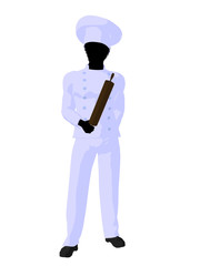 African American Chef Art Illustration Silhouette