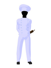 African American Chef Art Illustration Silhouette
