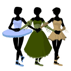 Three Ballerinas Illustration Silhouette © Kathy Gold