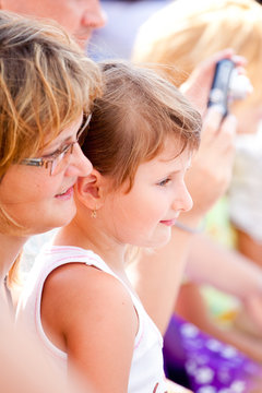 Mother and daughter at the dolphinarium