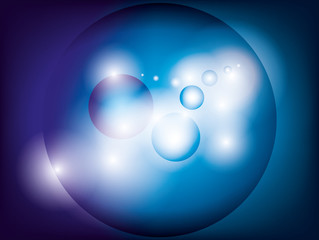 Space bubbles glowing on blue and pink