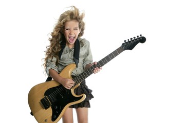 Obraz na płótnie Canvas trochę blond dziewczyna gra na gitarze