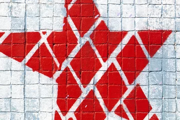 Poster Graffiti graffiti d'étoile rouge sur mosaique murale