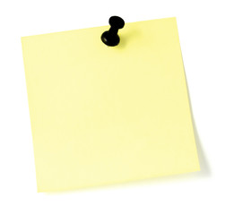 Yellow To-Do List And Black Pushpin Thumbtack Isolated