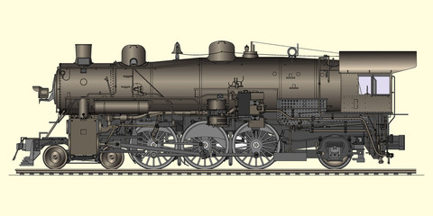 Fototapeta na wymiar Vector illustration of old locomotive