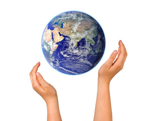 Hands with planet earth