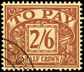Old Britsih Postage Due Stamp, circa 1936
