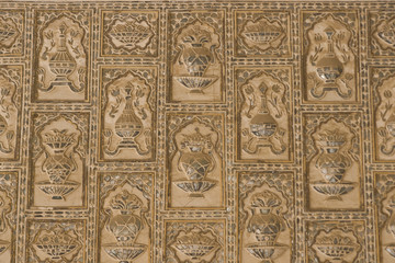 Fototapeta na wymiar Lustrzana ściana w Amber Palace, Jaipur, Radżastan, Indie
