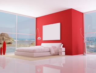 red minimalist bedroom