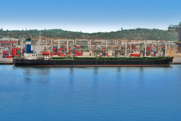cargo ship in harbor