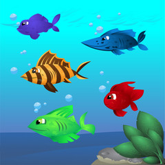 Obraz na płótnie Canvas Cartoon fish assorted