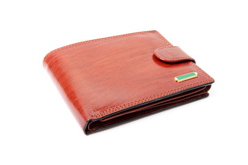 New brown wallet made of high quality leather isolated on white