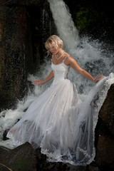 Fototapeta premium Young Bride On A River