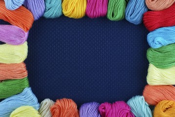 Framework from multi-coloured threads