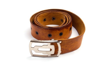 Brown leather belt isolated