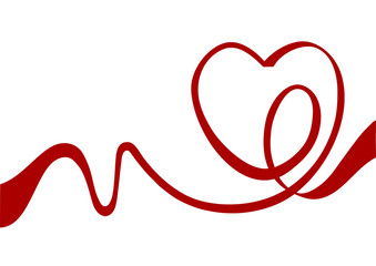 Heart from red ribbon