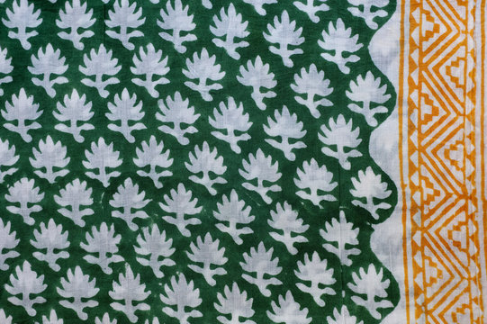 Block printed cotton fabric from India