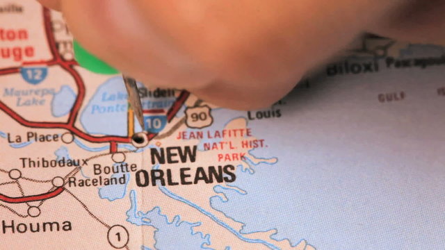 Push pin in New Orleans Map